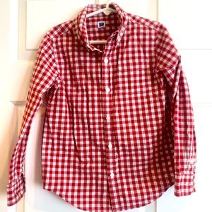 Janie and Jack red/white check pattern button down shirt.  Size 6.